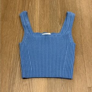 Petal & Pup Blue Ribbed Crop Top